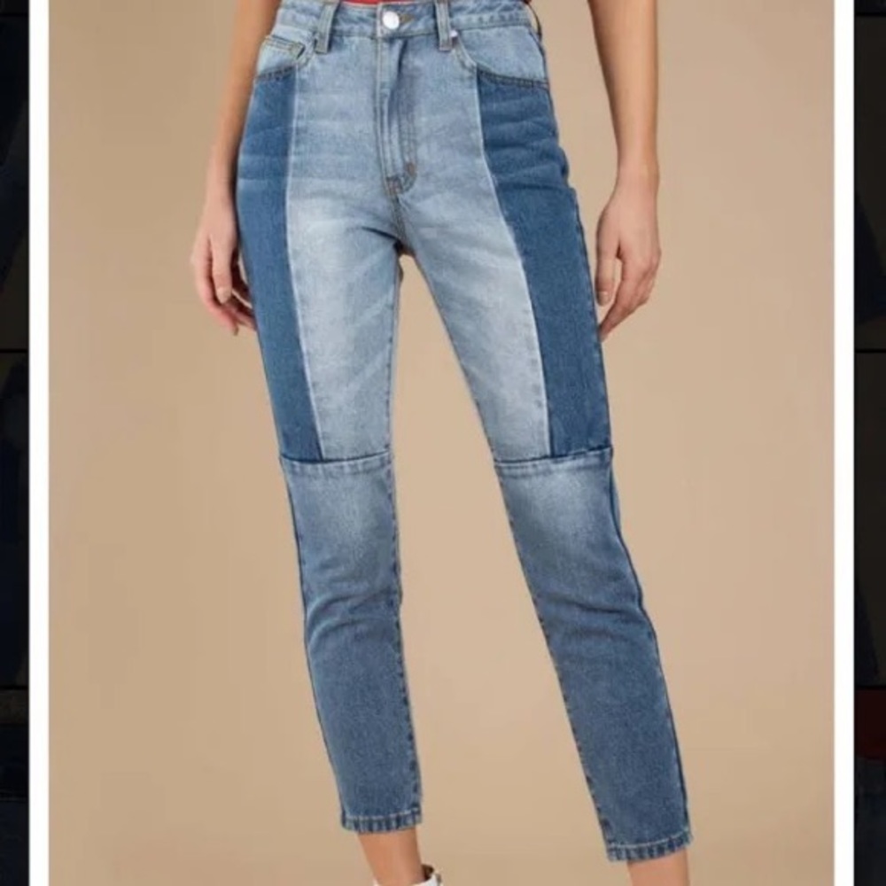 Tobi Denim women’s patched girlfriend jeans. Size 27 waist